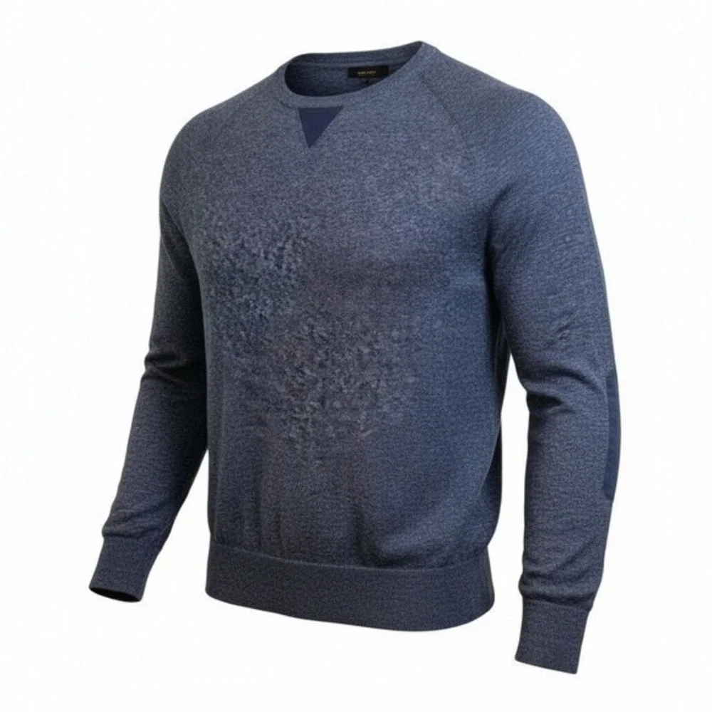 Banana Republic Men's XL‎ Gray V-Neck Sweater Elbow Patches Cotton Blend Knit